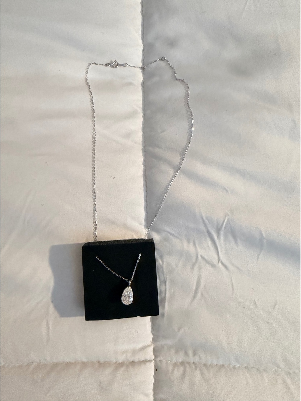 Elegant Sterling Silver Necklace with Teardrop Pendant